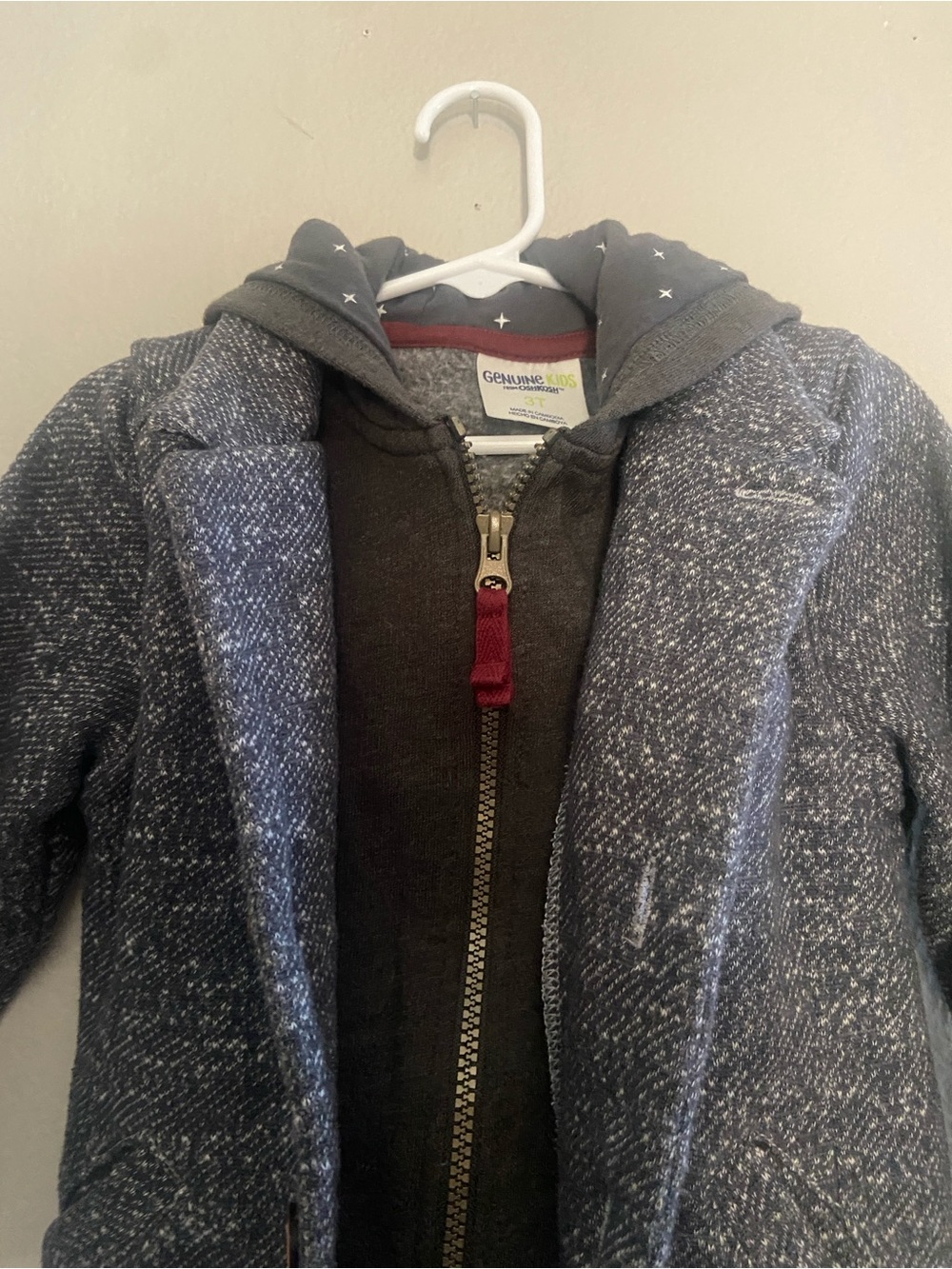 OshKosh B'gosh Navy Tweed Hooded Blazer/Jacket Size 3T EUC